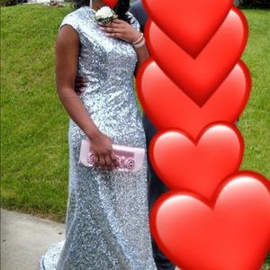 Silver Full Sequin PROM DRESS